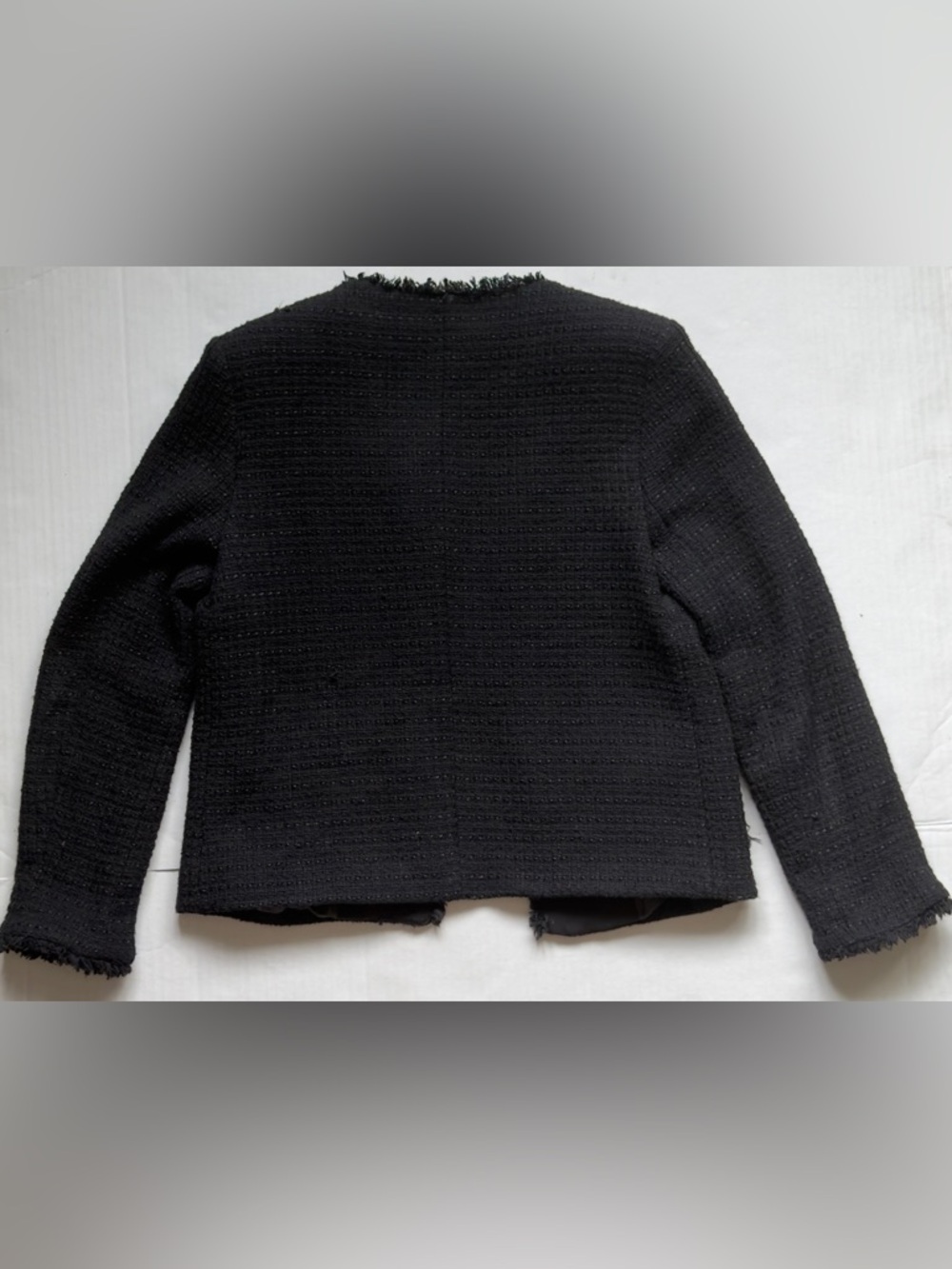 Zara Black Tweed Fringe-Trim Blazer - Picture 8 of 14